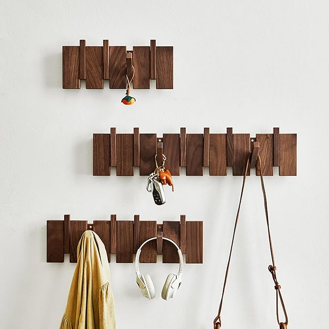 QUELLANCE Wooden Coat Hooks Wall Mounted, Coat Rack Hanger Wall Mount
