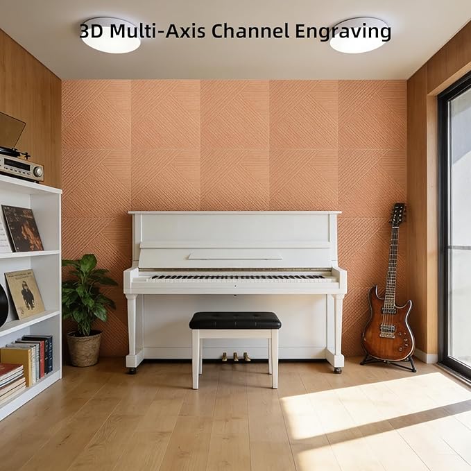 6 PCS Acoustical Wall Panels，23.6 x 23.6 Inch Self-adhesive Sound Absorbing
