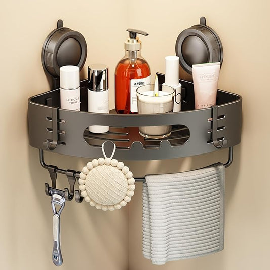 Voldra Corner Shower Caddy Suction Cup, Aluminum Corner Shower Shelves