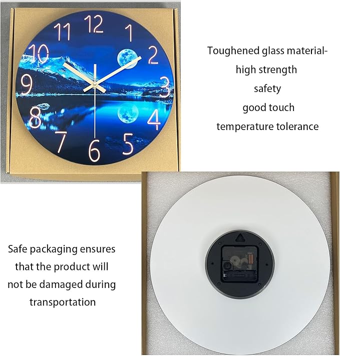 Large Wall Clocks for Living Room Decor Glass 20 Inch Analog Wall Clocks