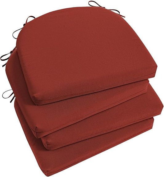 Basic Beyond Outdoor Chair Cushions Set of 4, Outdoor Cushions for Patio Furniture, Water Resistant Patio Chair Cushions with 2 Ties, 17x16x2, Brick Red
