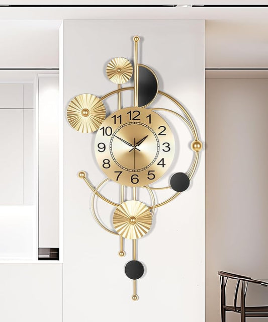Large Wall Clock, Modern Silent Non-Ticking Metal Wall Clocks, Battery Operated