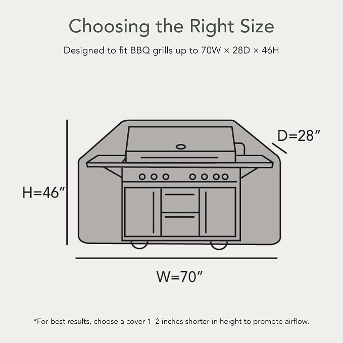 Covermates Classic Grill Cover - All-Weather Heavy Duty Outdoor BBQ Cover with Water-Resistant 12-Gauge Vinyl, Mesh Vents, Protection for Large Outdoor Grills, 70 Inch, Classic Tan