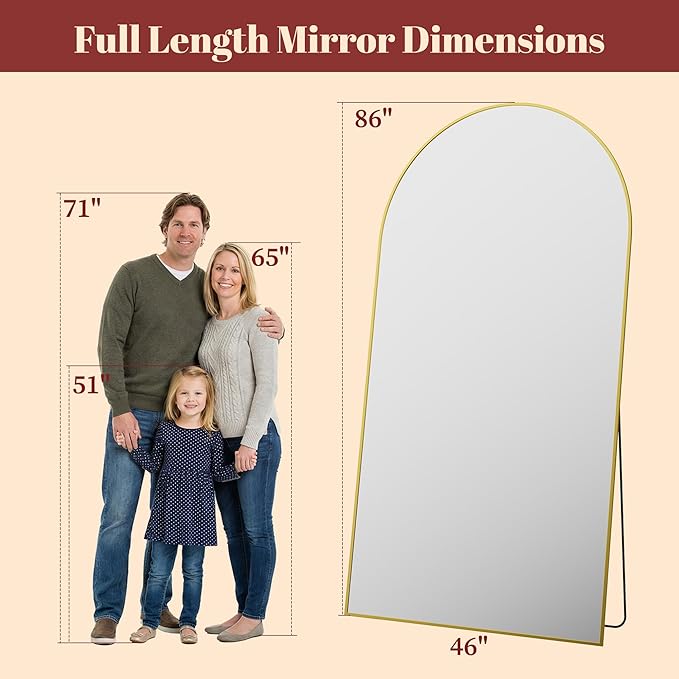 Suidia 86"x46" Arched Full Length Mirror