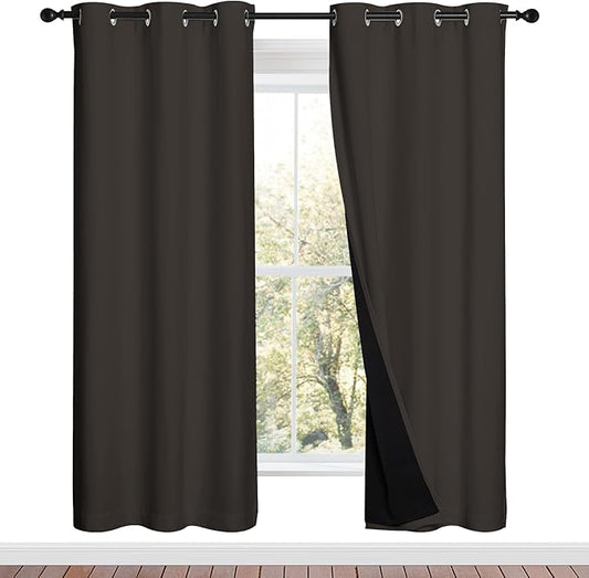 NICETOWN Full Shade Curtain Panels, Toffee Brown, Pair of Thermal Insulated &