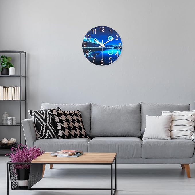 Big Wall Clocks Battery Operated 16 Inches or Larger Glass Moon Clock