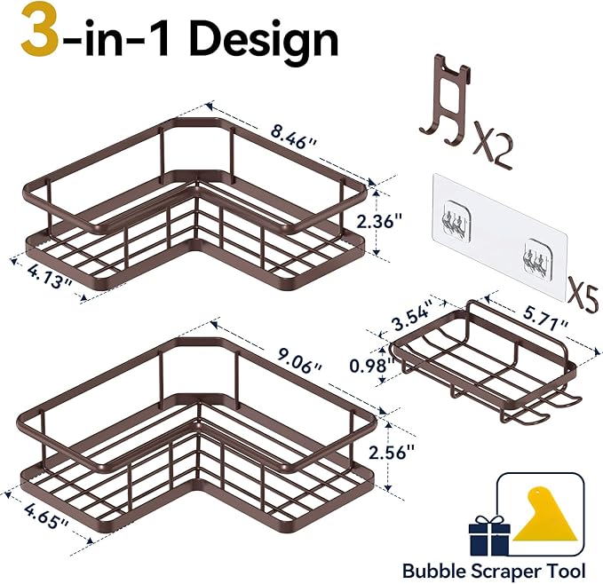 YASONIC Shower Caddy Corner, No Drilling Shower Organizer Corner