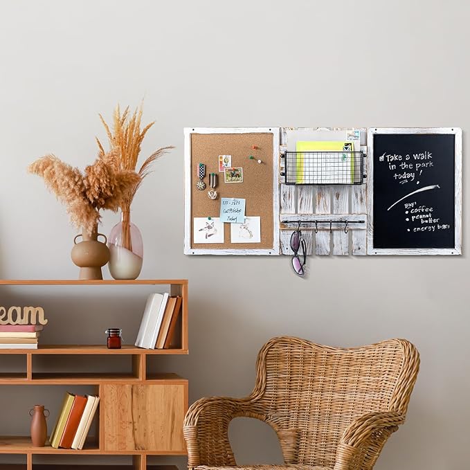 MyGift 3 Panel Wall Mounted Entryway Bulletin Board Combo Set