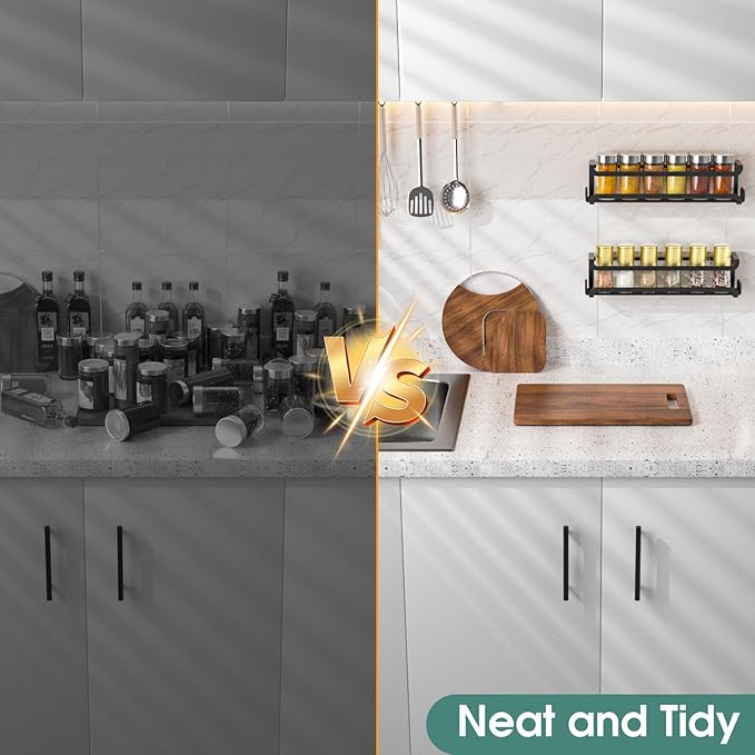 LUCYCAZ 2 Pack Wall Mounted Spice Rack