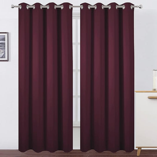 LEMOMO Burgundy Red Thermal Blackout Curtains/52 x 108 Inch/Set of 2 Panels
