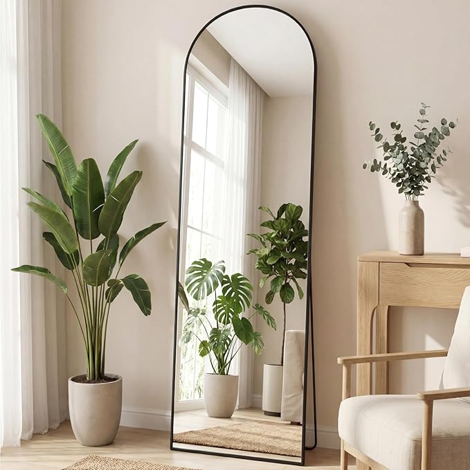 Sweetcrispy 56"x15" Arched Full Length Mirror, Leaning or Standing Full Body