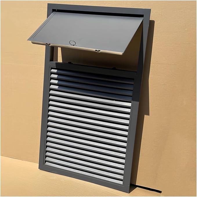 Adjustable Aluminum Alloy Vent Cover - Ventilation Air Return Grille for Smoke Exhaust, Duct Access Door, Emergency Wall Vent (35x35x80cm) - Grigio