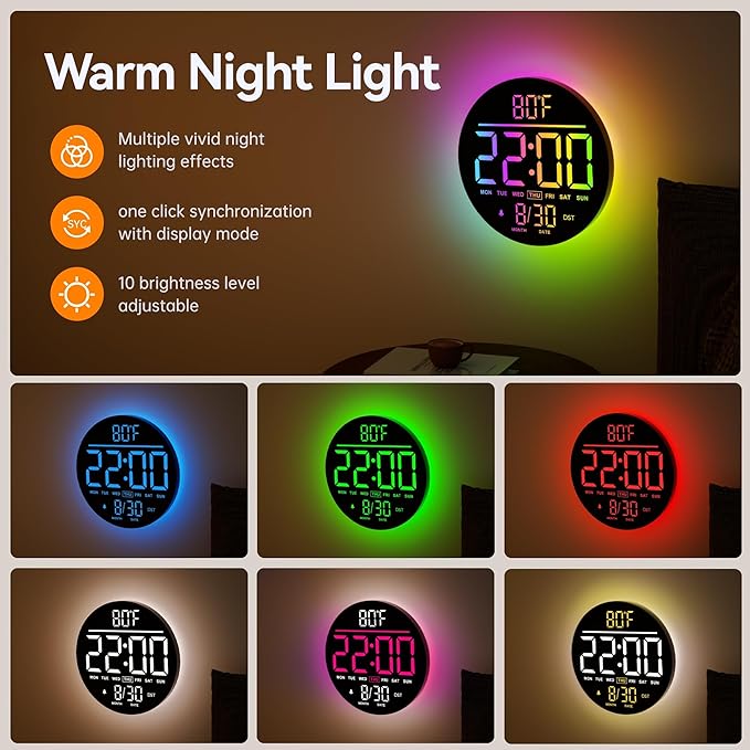 JALL 10" Large Digital Wall Clock