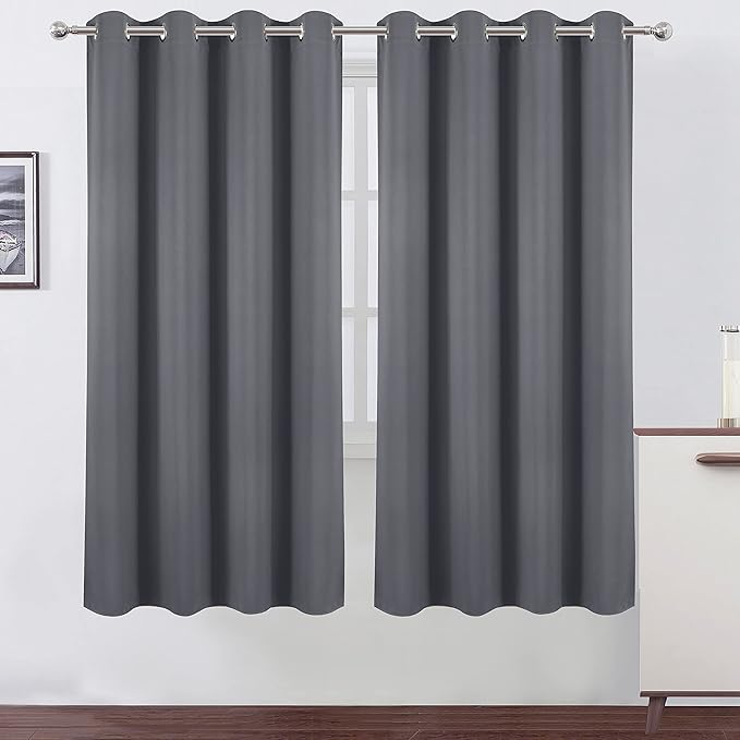 LEMOMO Grey Thermal Blackout Curtains/52 x 72 Inch/Set of 2 Panels Room