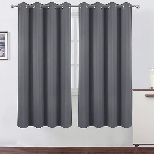 LEMOMO Grey Thermal Blackout Curtains/52 x 72 Inch/Set of 2 Panels Room