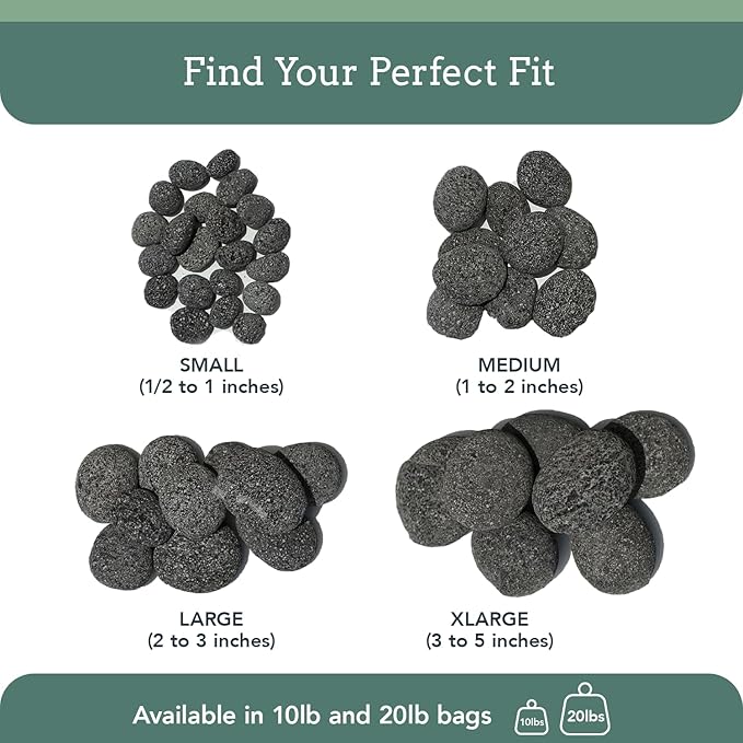 Black Lava Rocks for Fire Pit - 3 to 5 inch 10 lbs - Gas Fireplace Rocks - Black Lava Rock for Propane Fire Pit - Decorative Lava Stone Volcanic Rock for Outdoor & Indoor Gas Fireplace