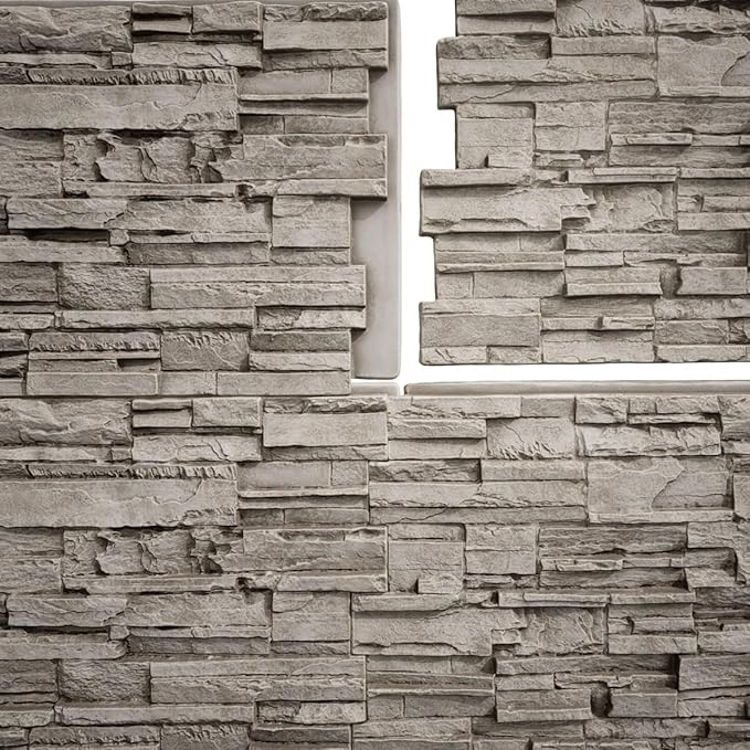 EverStone Cascade Faux Stone Panel, 48 5/8"W x 24 3/4"H x 1 1/4"D, Desert Sand