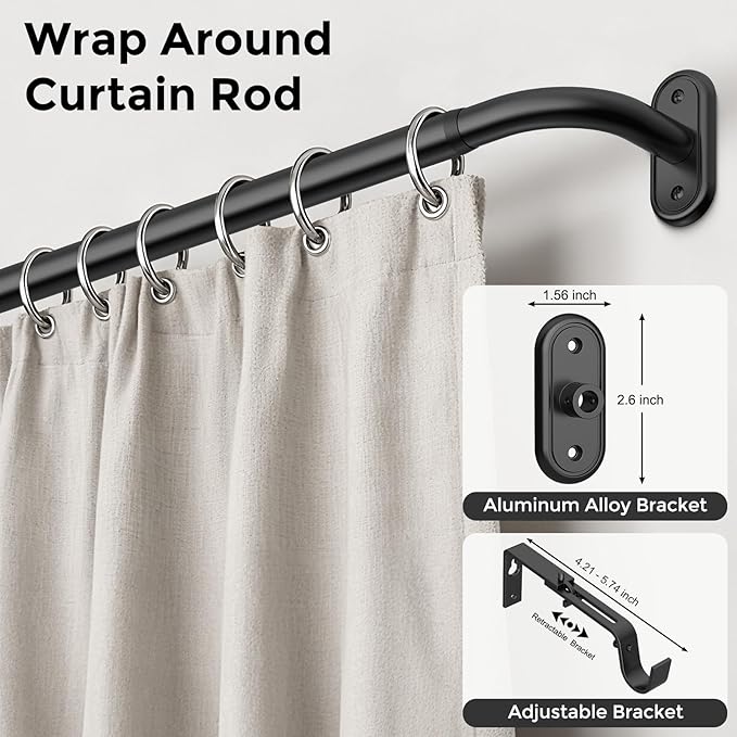 Curtain Rods 36-88 Inch, 1 Inch Adjustable Heavy Duty Room Darkening Window