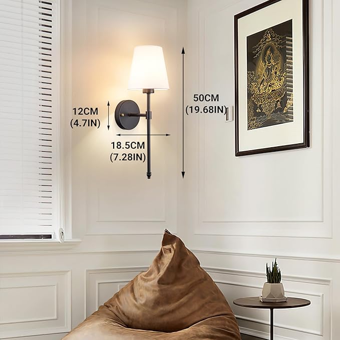Peel and Stick Wall Sconces, Stick On Wall Sconce Set of 2, Battery Operated