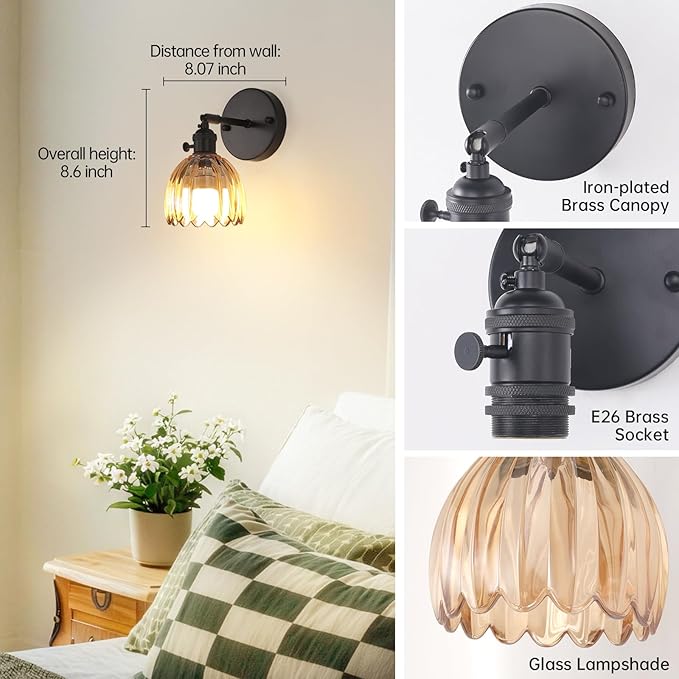 Shenmoyl Vintage Battery Operated Wall Sconce