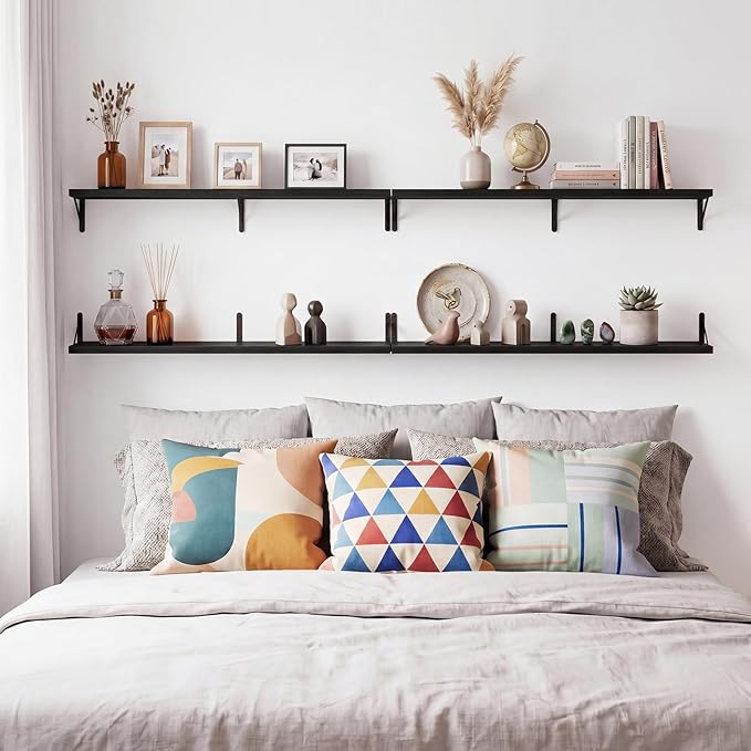 YGEOMER Floating Shelves for Wall, 35in Black Wall Shelves for Living Room