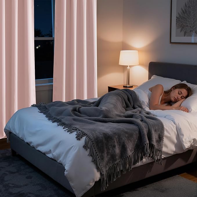 RYB HOME Bedroom Blackout Curtains 80 inches Long, 100% Blackout Thermal