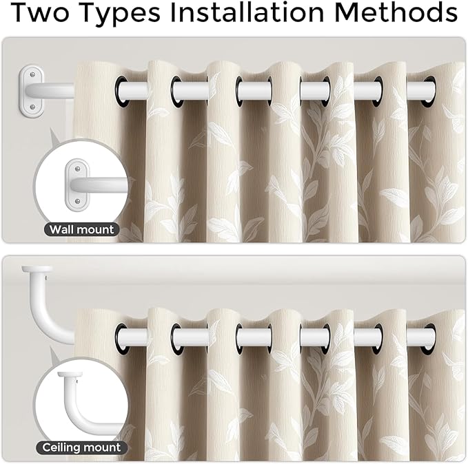 2 Pack Curtain Rods 36-88 Inch, 1 Inch Adjustable Heavy Duty Room Darkening