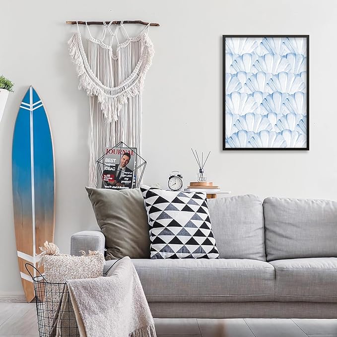 Light Blue Shell Poster Vintage Coastal Cowgirl Wall Art Modern Fashion Preppy