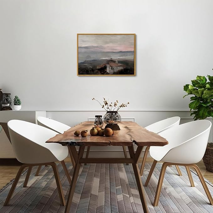 OIQArtOIQ Vintage Landscape Canvas Wall Art Framed Natural Scenery Painting