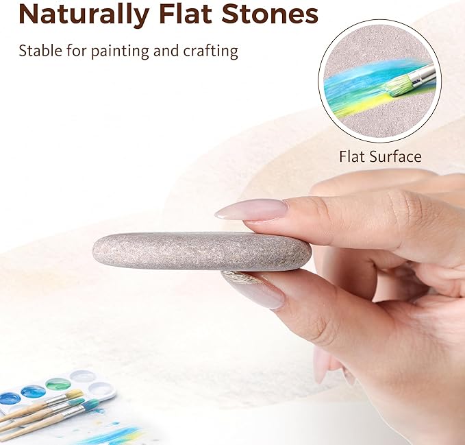 ROCART 100 PCS Large 2.15-3.35" Smooth Natural River Rocks for Painting, Flat Painting Rocks & Craft Stones for Arts, Kindness Rocks, Garden & Classroom Projects