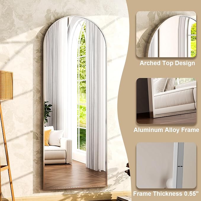 HARRITPURE 64"x21" Arched Full Length Mirror Free Standing Floor Mirrors