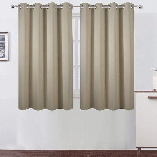 LEMOMO Blackout Curtains 52 x 45 inch/Beige Curtains Set of 2 Panels/Thermal