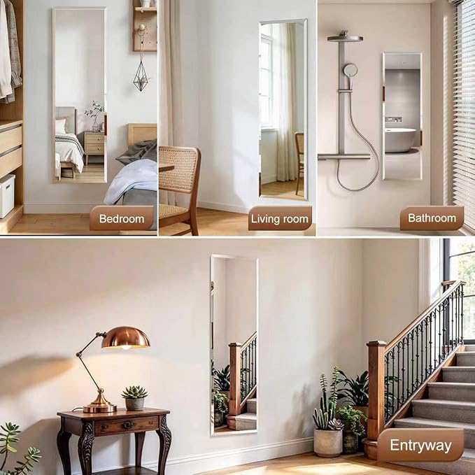 Frameless Mirror Full Length 59”x16”| Wall Mount Mirror Full Length Beveled