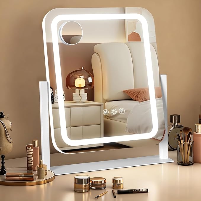 Ratsamee Vanity Mirror with Lights 15"×13", Led Makeup Mirror, Lighted Makeup