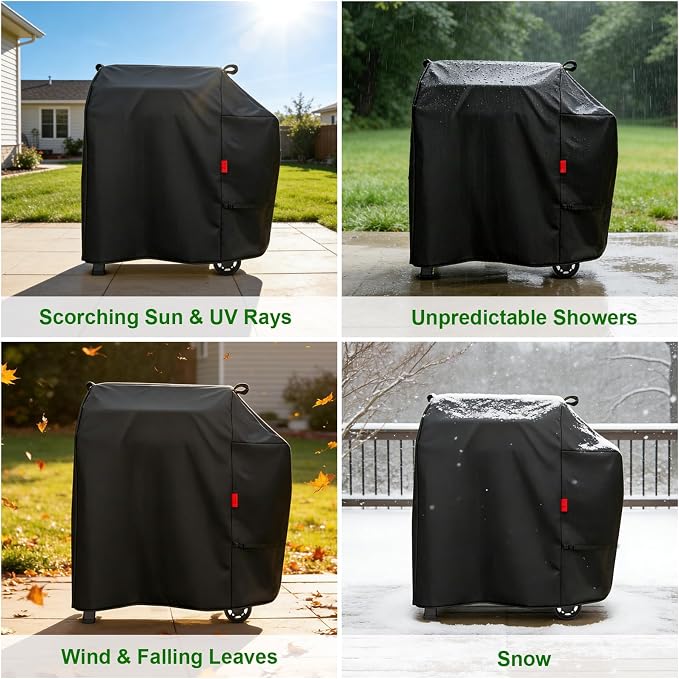 Outdoor Grill Cover Fits Weber Searwood 600 Pellet Smoker Grill,Heavy Duty Waterproof 600D BBQ Cover for Outside,UV Resistant with Storage Bag & Windproof Straps 40.5" W X 25" D X 42" H