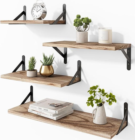 YGEOMER Floating Shelves for Wall Mounted Wall Shelves for Bedroom, Bathroom