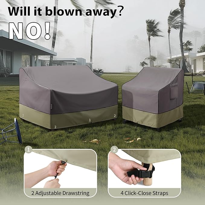 KylinLucky Outdoor Patio Sofa Cover fit 52 x 32 x 34 inch, 51 x 31, 50 x 30 Waterproof Weatherproof Heavy Duty 600D Garden Furniture Cover for Outside Sofa Couch