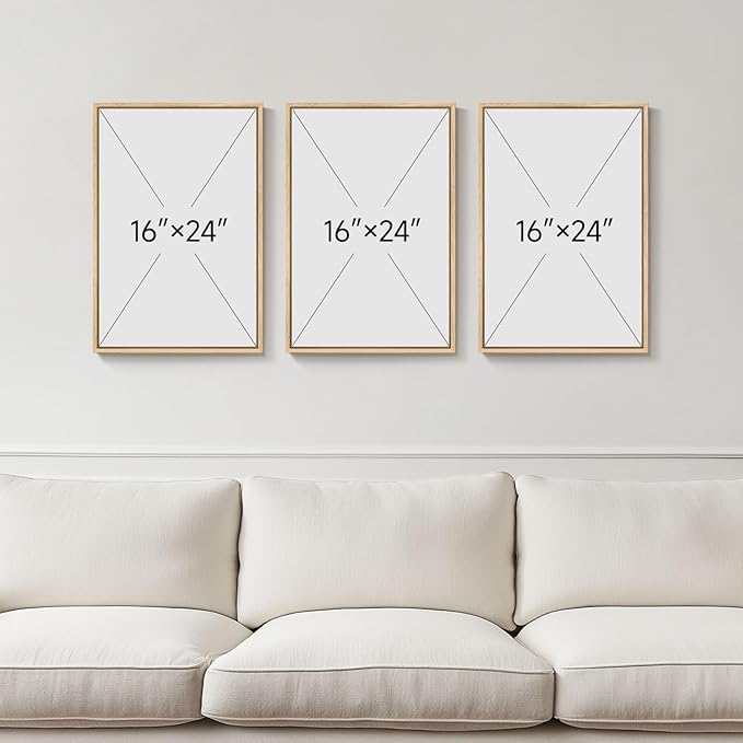 Framed Mid Century Modern Boho Wall Art Bedroom, 3 Piece Tropical Sage Green