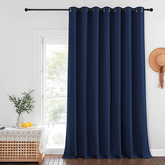 NICETOWN Navy Blue Blackout Curtains 132 inches Long