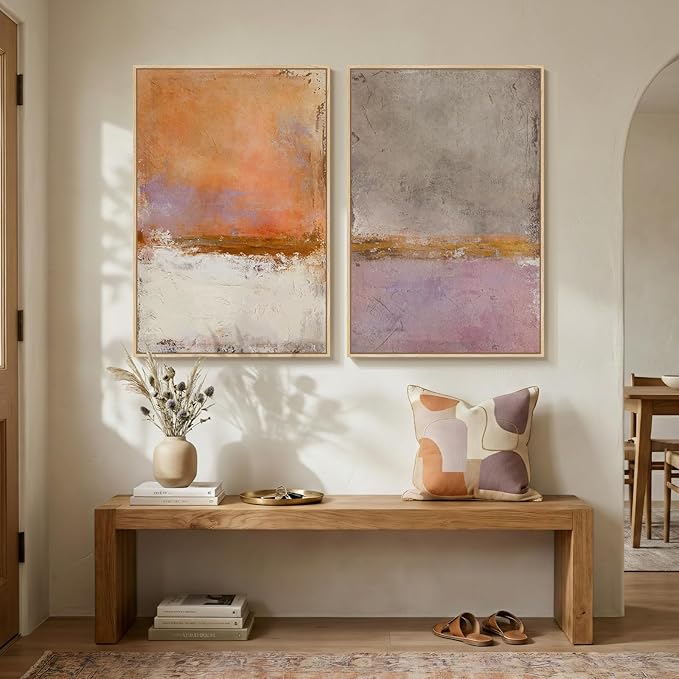 Large Framed Abstract Wall Art for Living Room, Modern Minimalist Painting