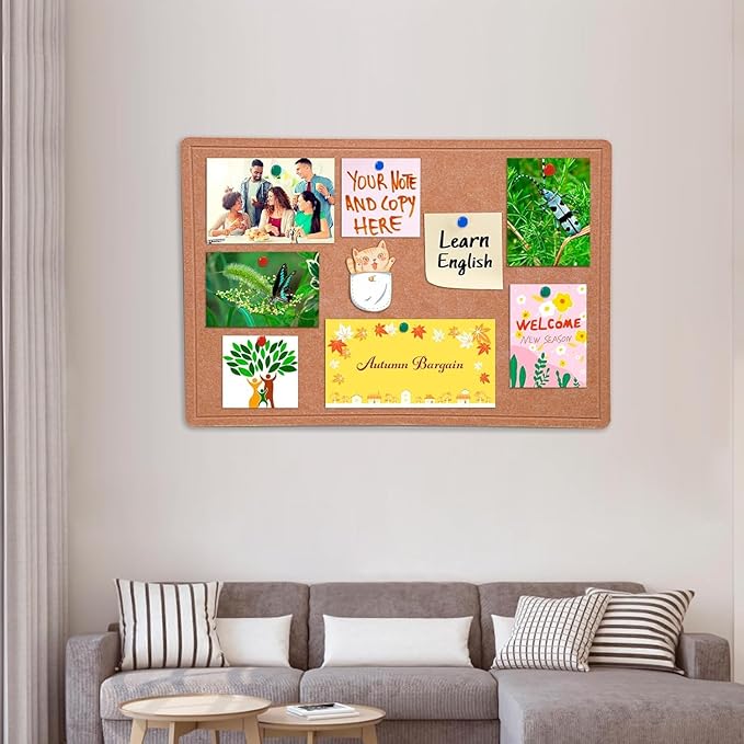 Large Bulletin Board, 48 X 36 inches Cork Board