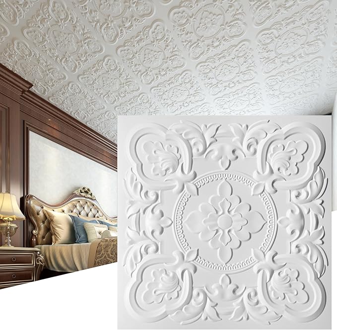 Art3dwallpanels 12 Pack Drop Ceiling Tiles, 24 x 24 Inch High Grade PVC 3D Wall