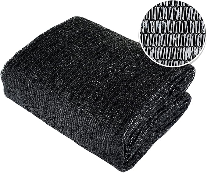 Agfabric 50% Shade Cloth 8 X 12ft Sun Shade Fabric Sunblock Shade Cloth Cover with Clips for Plants, Black
