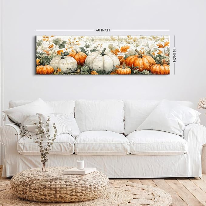 Pumpkin Canvas Wall Art Fall Picture Botanical Wall Decor