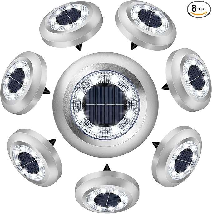 Solar Lights Outdoor,8 Pack Solar Garden Lights for Pathway,Yard,Deck,Lawn,Patio,Walkway,Driveway,Stepï¼Brightwhiteï¼