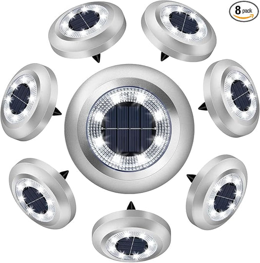 Solar Lights Outdoor,8 Pack Solar Garden Lights for Pathway,Yard,Deck,Lawn,Patio,Walkway,Driveway,Stepï¼Brightwhiteï¼