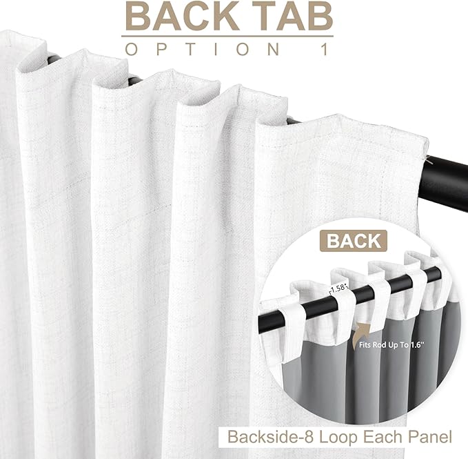 100% Blackout Shield White Linen Blackout Curtains