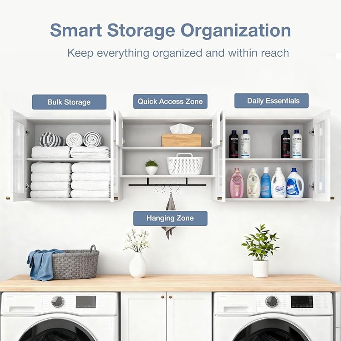 70.8"L Wall Mounted Laundry Room Cabinet Set