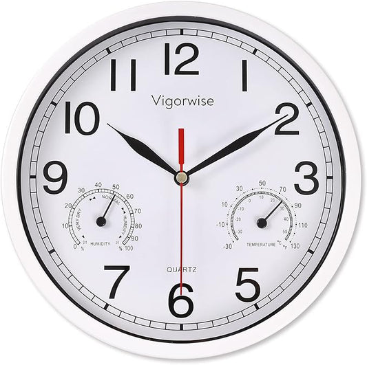 8 Inch White Wall Clock, Sweep Silent Movement Accurate Clocks