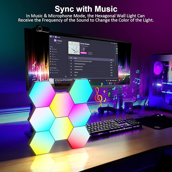 OJQ 8 Pack Hexagon Lights Wall RGB Panel